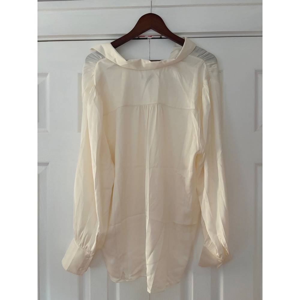 Quince Silk Spandex Ivory Long Sleeve Blouse XL CS001 FA24 - Picture 5 of 8